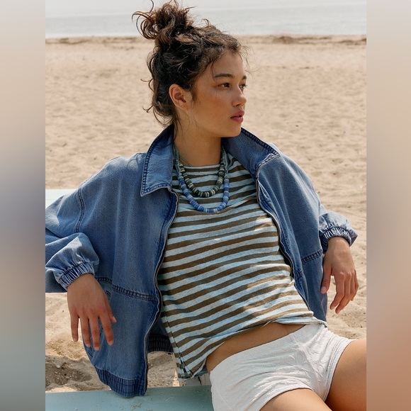 Free People NWT Birdie bomber Denim Jacket XL - Picture 7 of 12